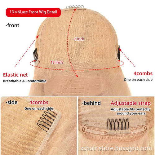 10A Grade Brazilian Human Hair Lace Front Wig 13x6 Swiss Lace 180% Density 613 Blonde Lace Front Wig